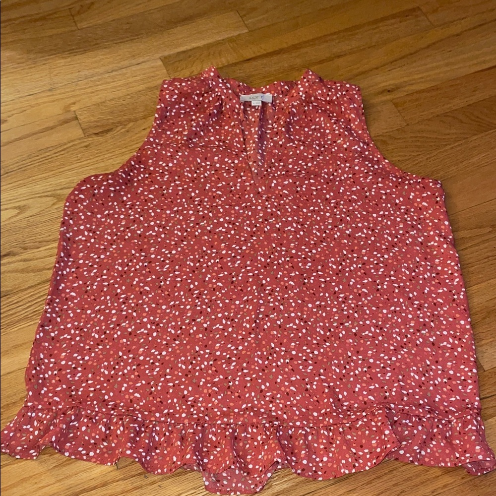 LOFT Red and White Sleeveless Blouse